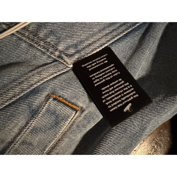 NWT Celebrity Pink Distressed Denim Jean Letterman Patch Jacket Women Medium - Picture 7 of 14